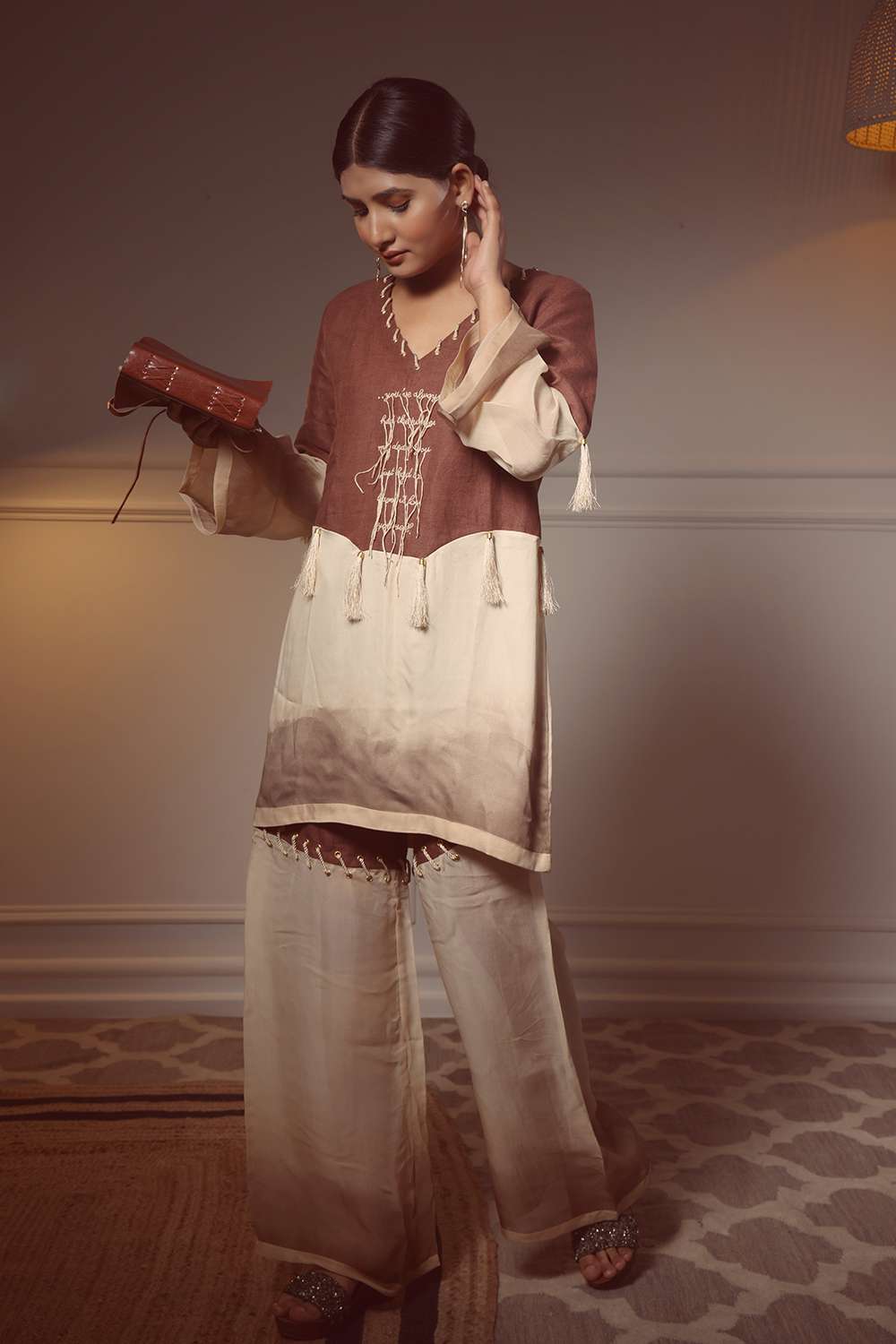 Our iconic kurti set with thread detail and pant