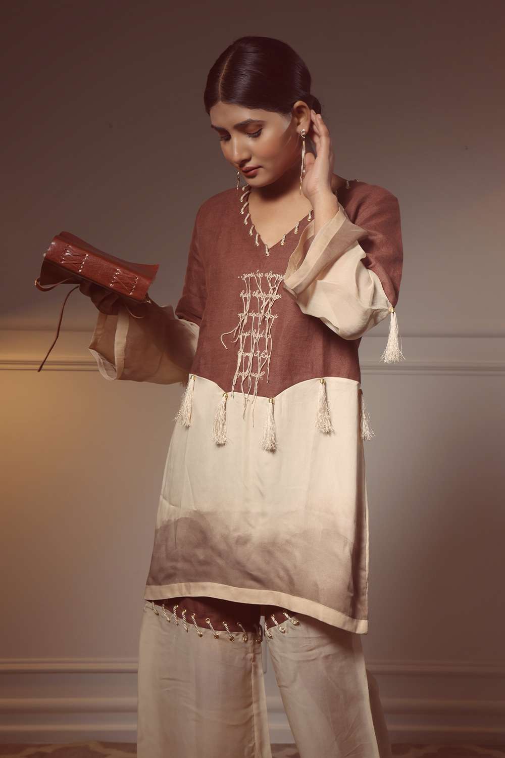 Our iconic kurti set with thread detail and pant