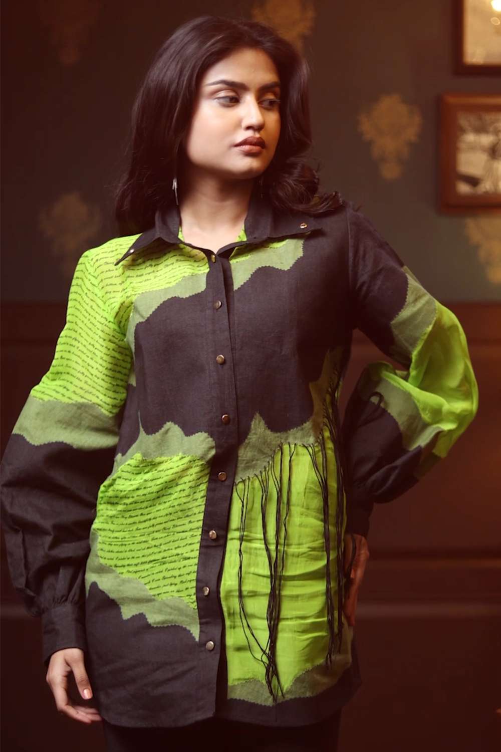 Our iconic patch shirt with thread detail (Lime, Olive, Black)